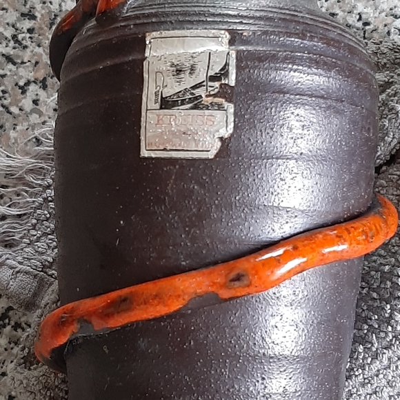 Chipped Mid-Century Italian Pottery Jug Lava Red Glaze Reeding Raymor Period - Picture 5 of 13